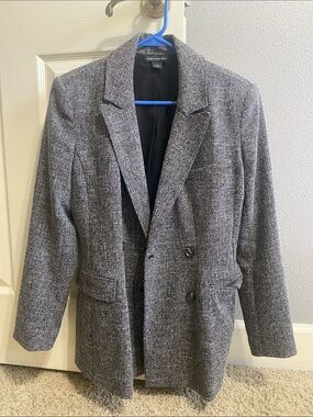 Something Navy Charcoal Gray Tweed Blazer - Double-Breasted Sport Coat